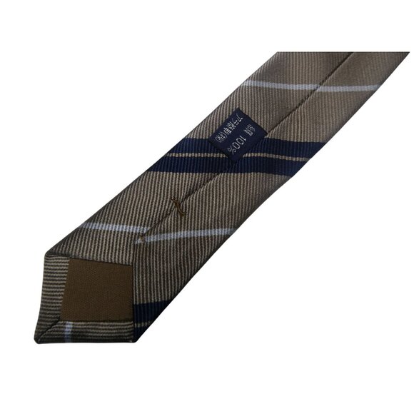 Vintage Burberrys Gold and Blue 100% Silk Repp Tie - Picture 3 of 6